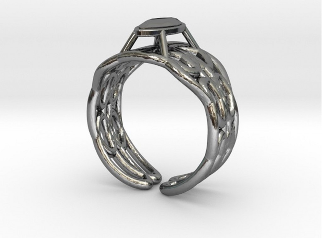 Cylindrical Helix Curve Ring 17.53mm with Marquise Gem preview image 1